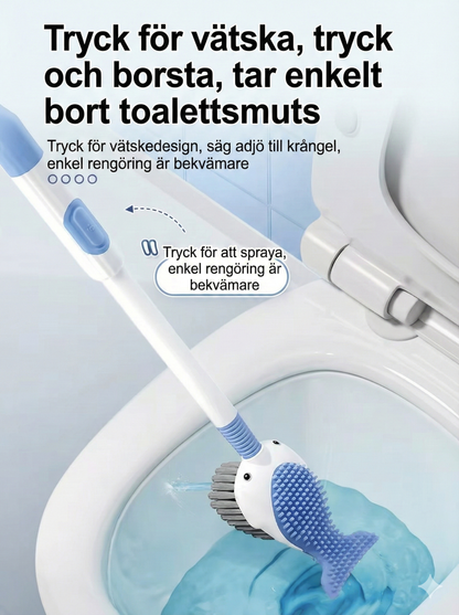 Valformad toalettborste med sprayfunktion