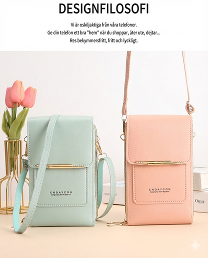 Trendig Axelremsväska för Mobil (Touchskärm) – Med Plats för Kort & Sedlar