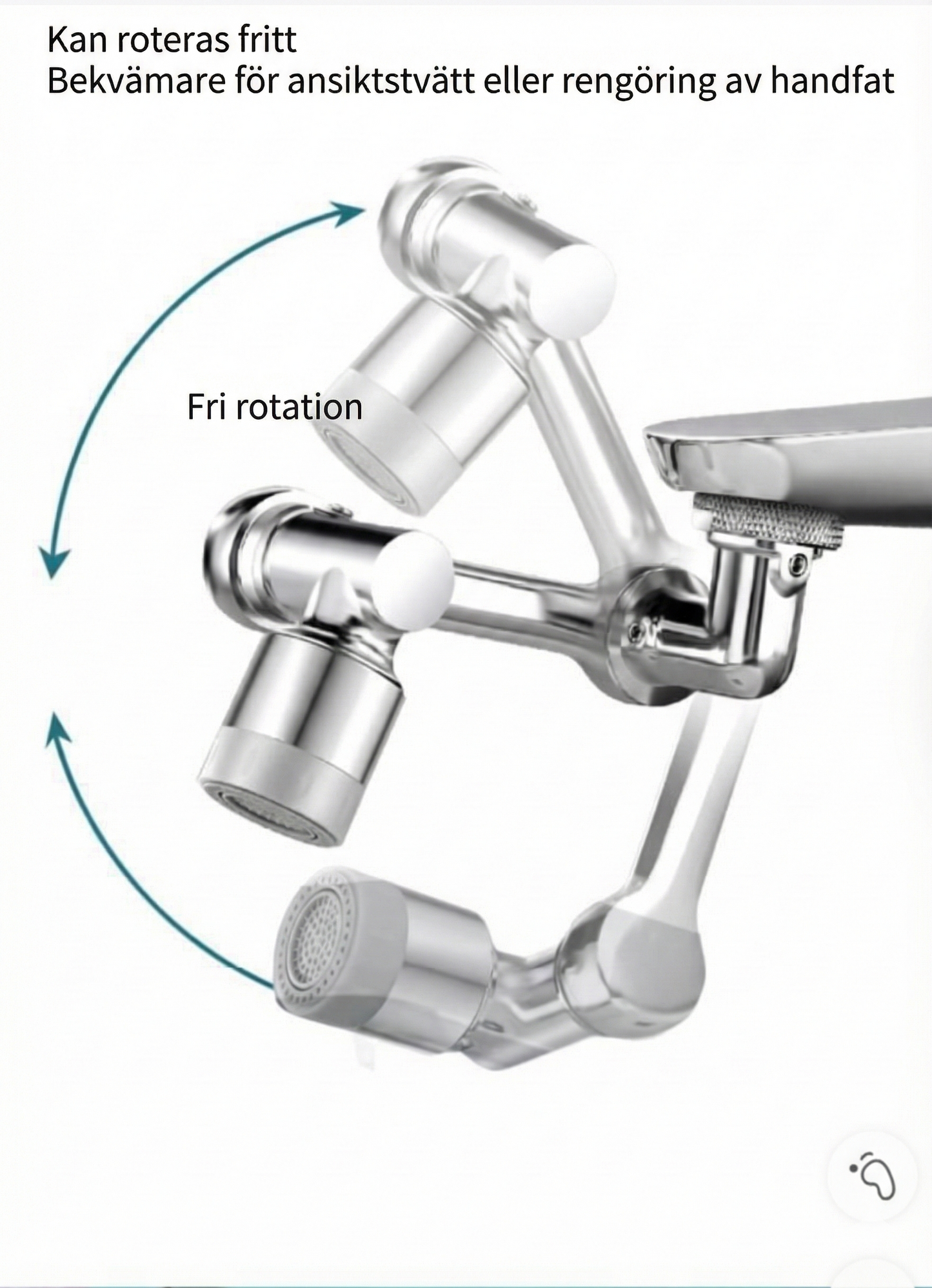 Premium Robotarm i Metall (Full Alloy) – 2 Vattenlägen & 1440° Rotation