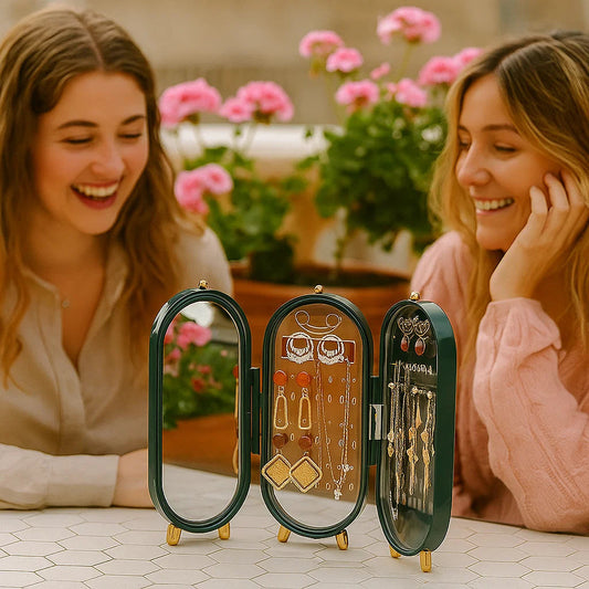 Elegant Smyckeskrin med Spegel – Förvaring för ringar & halsband