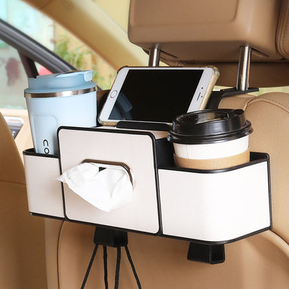 Multifunktionell förvaringsbox för bilens baksäte – med praktiska krokar för extra förvaring