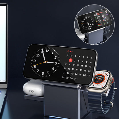 3-i-1 Hopfällbar Magnetisk Laddstation – För iPhone, Apple Watch & AirPods