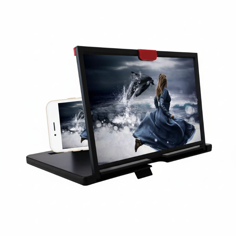 12" HD Skärmförstorare för Smartphone – 3D Förstoringsglas & Stativ för Mobiltelefon – Hopfällbar Design