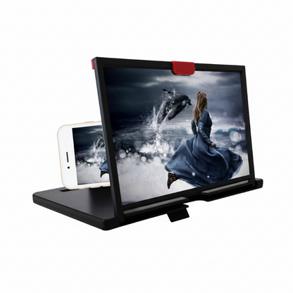 12" HD Skärmförstorare för Smartphone – 3D Förstoringsglas & Stativ för Mobiltelefon – Hopfällbar Design