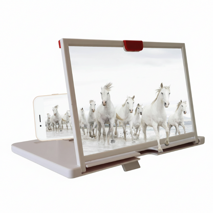 12" HD Skärmförstorare för Smartphone – 3D Förstoringsglas & Stativ för Mobiltelefon – Hopfällbar Design